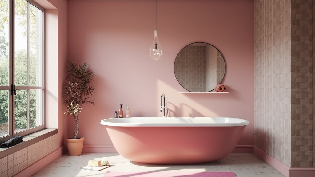 accessoire salle de bain rose poudré