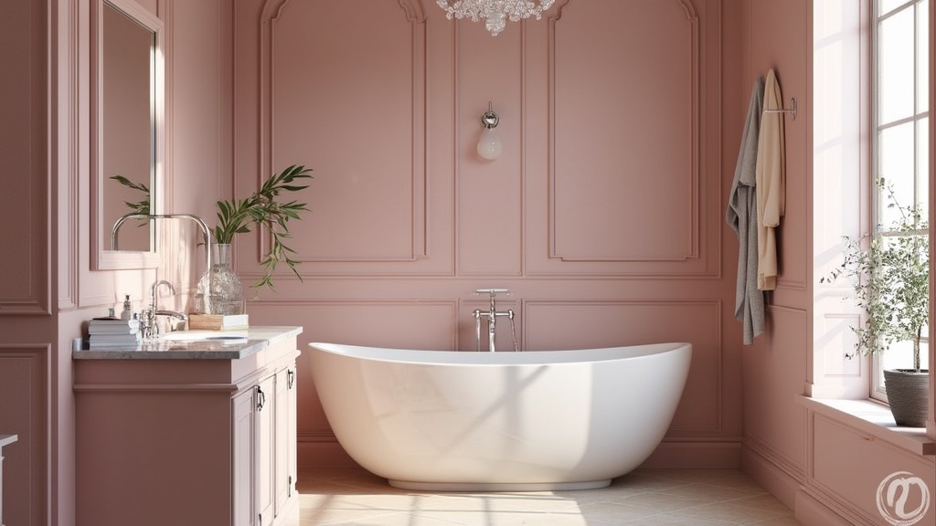 accessoire salle de bain rose poudré