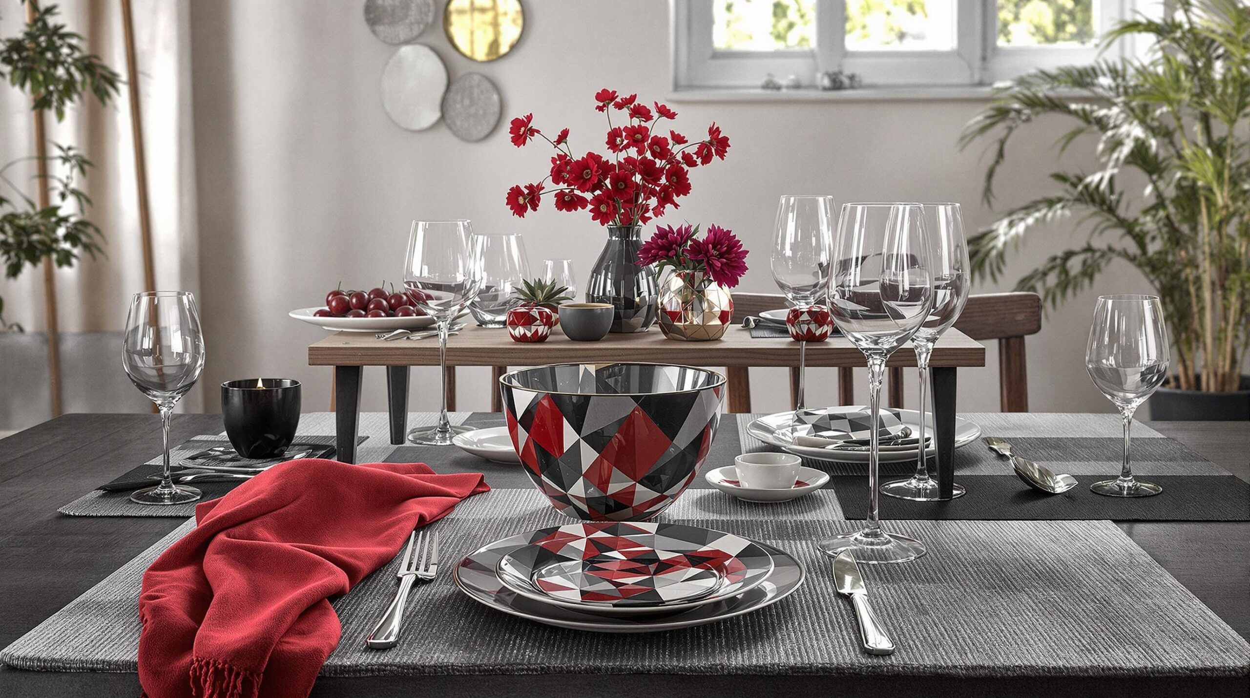 decoration table rouge et noir