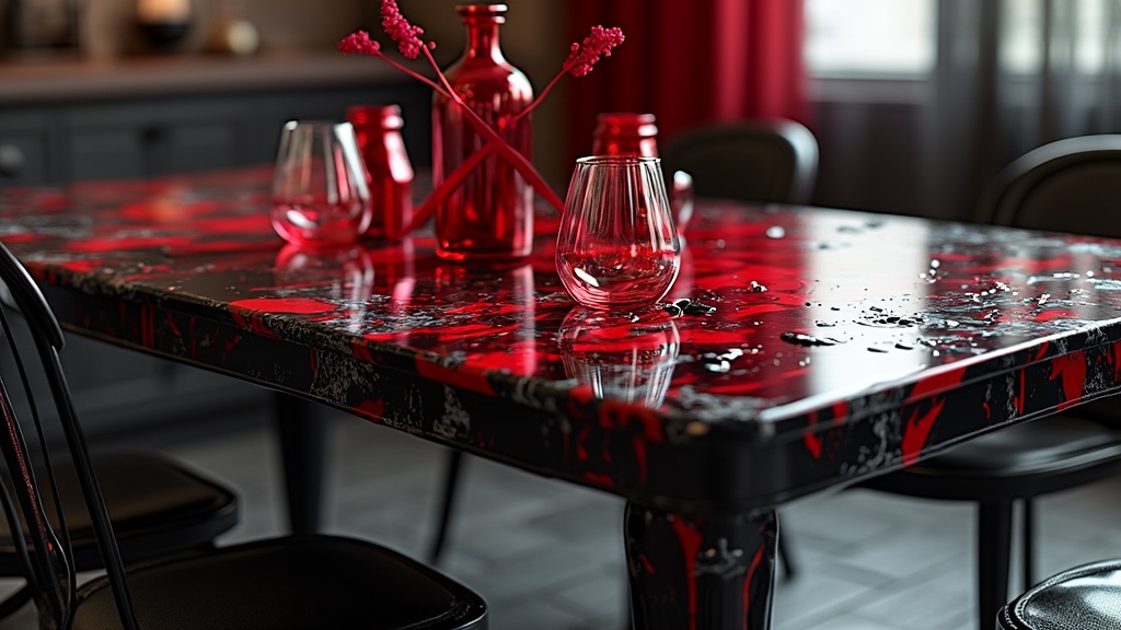 decoration table rouge et noir