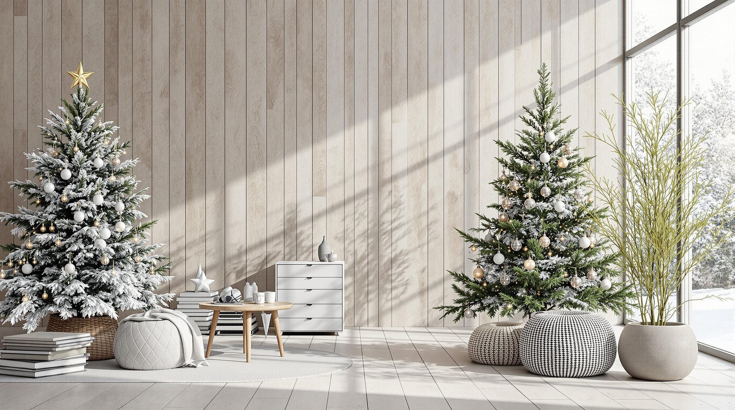 sapin deco blanc et bois