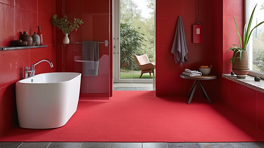 tapis salle de bain rouge