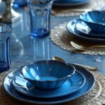 deco table bleu marine et argent