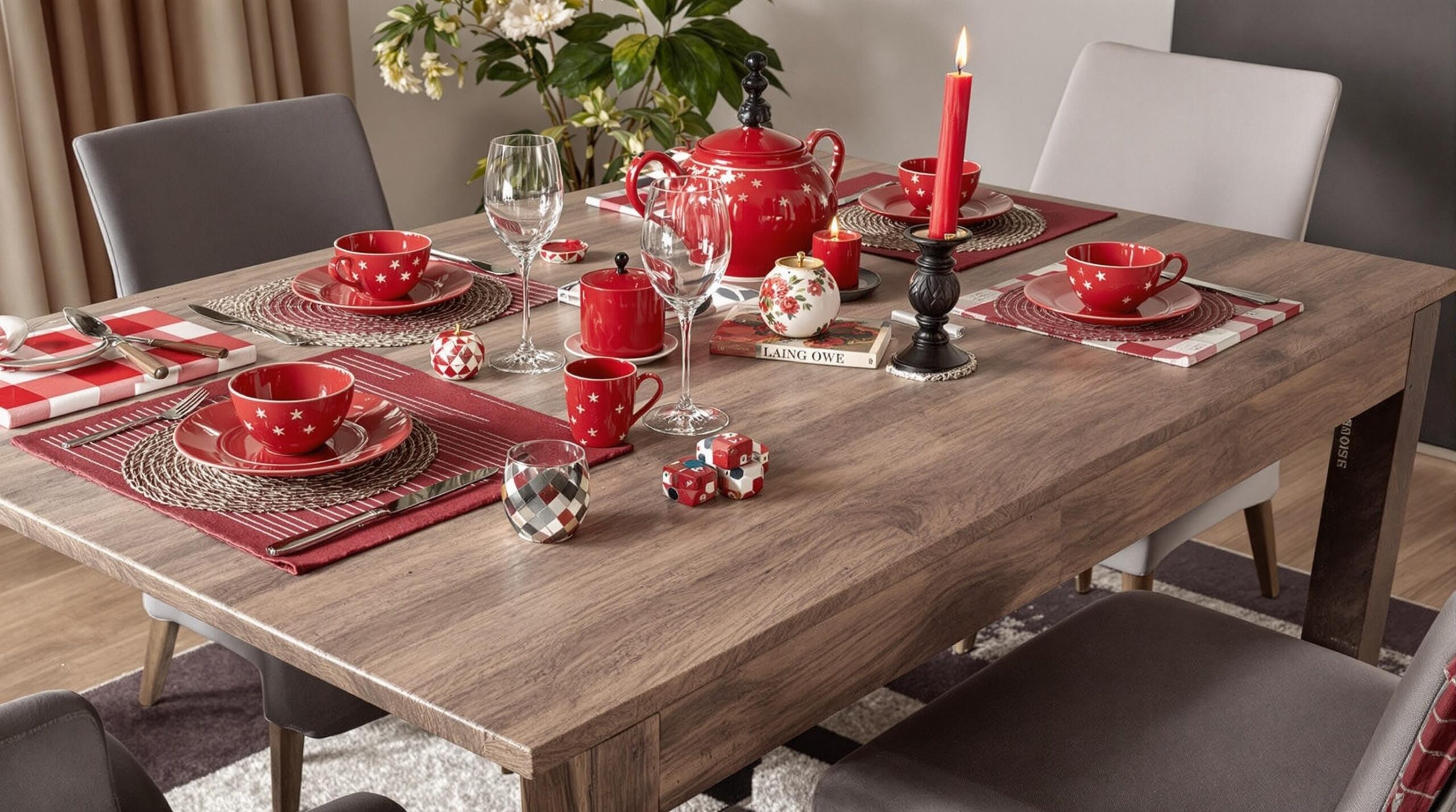 deco table rouge et gris