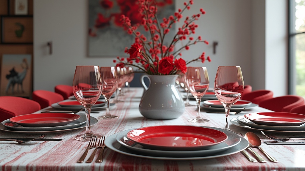 deco table rouge et gris