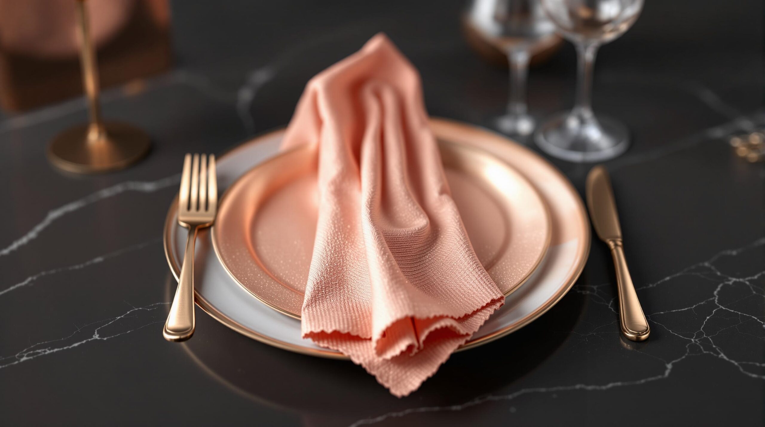 serviette jetable rose gold